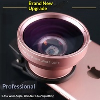 Objectif mobile 2-en-1 pour photographie : Grand angle 0,45x + Macro 12,5x, objectif externe HD pour selfies