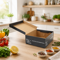 Boîte cadeau personnalisée en papier carré noir avec finition mate Fermeture magnétique personnalisable avec impression UV 4C et ruban pour l'affichage