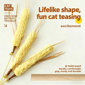 Bâton <span class=keywords><strong>de</strong></span> chatouillage créatif en bois massif avec tiges <span class=keywords><strong>de</strong></span> <span class=keywords><strong>blé</strong></span>, <span class=keywords><strong>orge</strong></span> et lavande, design <span class=keywords><strong>de</strong></span> simulation doux et confortable - Product Image 5