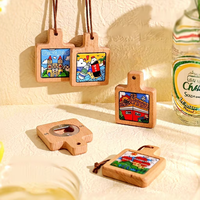Imán de nevera 3D de dibujos animados con abridor de botellas, base de madera, pegatina para refrigerador, recuerdo turístico, regalo de viaje urbano, logotipo personalizado, venta al por mayor