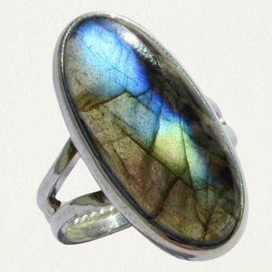 Anillos de plata de ley 925 con labradorita azul, joyería de plata con piedras preciosas, joyería de plata de moda - Product Image 1