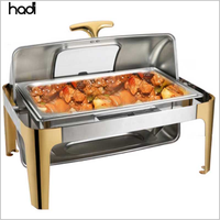 Ustensiles de cuisine les plus vendus, marmites chaudes pour garder les aliments au chaud, plat chauffant de 9 litres avec couvercle en verre doré, chauffe-plat avec 3 casseroles