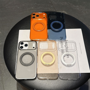เคสโทรศัพท์แม่เหล็กใสคุณภาพสูงสำหรับ iPhone 18 14 15 16 Pro Max 17Air พร้อมขาตั้งวงแหวนหมุนได้ ป้องกันการกระแทก - Product Image 3