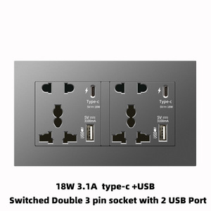 A2 Luxury High Quality KXN Double Pole Touch Panel Multi-Functional Electrical Wall EU/UK/Universal 10A/16A Power <strong>Socket</strong> ETL - Product Image 5
