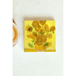 Sous-verre en pierre unique de la série Vincent Van Gogh, design carré de 45 mm, pour cadeau d'entreprise ou promotion - Product Image 1