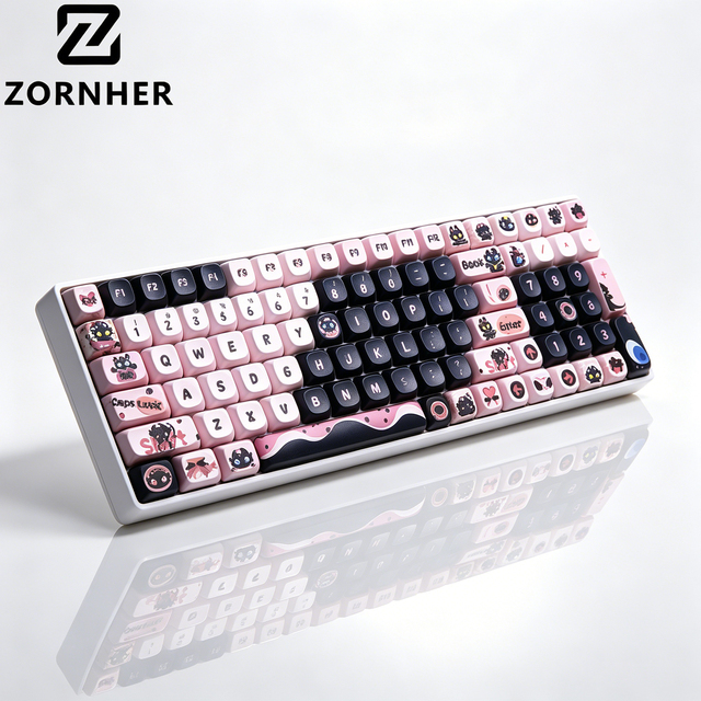 ZORNHER ZH100 White Little Devil Mechanical Keyboard Wireless Tri-Mode RGB PBT New Office Ergonomic Custom Cute Keycap