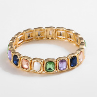 Nouveau Design Alliage Perle Gemme Élastique Réglable Bracelet Baroque Coloré Verre Cristal Perlé Bracelet Bijoux Pour Femmes