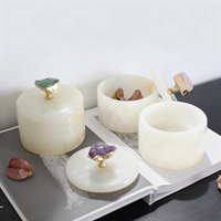 Pot de rangement Art Déco haut de gamme en jade naturel, pot à bijoux et aromathérapie, design moderne et épuré, décoration de bureau et de salon