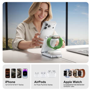 Chargeur sans fil magnétique multifonctionnel <span class=keywords><strong>3</strong></span> en 1 Qi2.2 25W tendance pour iPhone, écouteurs et iWatch, production OEM - Product Image 6