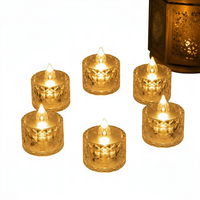 Bougie LED sans flamme en verre doré, effet de flamme vacillante chaude, fonctionne sur piles, pour Noël, mariage, lot de 12