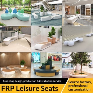 Fiberglass Commercial Outdoor Leisure Bench Modern Creative Display Long Bench with Pebble Design Guangdong Combination Seat - Product Image 4