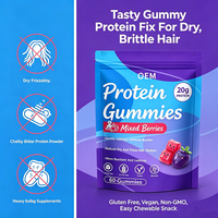 Gummies protéinés pour adultes 20g par portion, saveur fruits rouges mélangés, sans gluten, végétaliens, sans OGM, 60 unités, supplément énergétique OEM