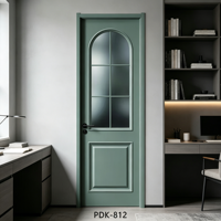Porte intérieure moderne en bois rainuré avec verre cintrée, MDF peint de qualité supérieure, isolation phonique, étanche, pour chambre, salle à manger, cuisine