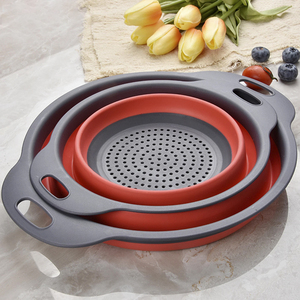 3PCS Food Grade Silicone Folding Drain Pan Portable Multifunctional Vegetable Washing and Filtering Basket - Product Image 4