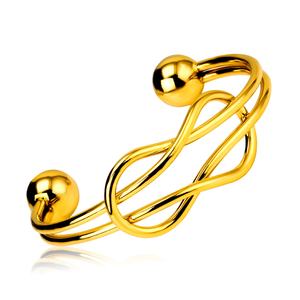 316L Big Stainless Steel Yellow Gold Color Twist Wire Open Cuff Knot <b>Bangle</b> Infinity Bracelet for <b>Men</b> and Women's Jewelry - Product Image 3