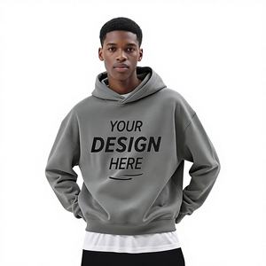 Sudadera con Capucha KT350 con Logotipo Personalizado para Hombre, Otoño/Invierno 2025, Corte Cuadrado Corto, Holgada, Lisa, 100% Algodón, Felpa Gruesa de 460g - Product Image 1