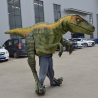 Costume de dinosaure Velociraptor réaliste de Zigong, en plastique robuste, avec jambes apparentes, tailles personnalisées, pour parcs d'aventure et aéroports