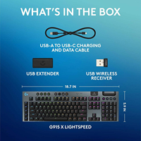 Teclado Mecánico Inalámbrico para Juegos Logitech G915 X LIGHTSPEED de Tamaño Completo, Interruptores GL de Perfil Bajo, Triple Modo, RGB, Batería de 800H