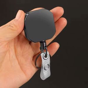 Heavy-Duty Vintage Style Square Badge Reel Keychain with PVC Strap Hard Plastic ID Card Holder - Product Image 3