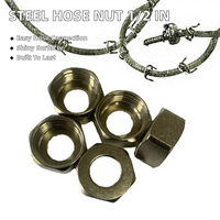 JiuRui Écrou hexagonal en acier inoxydable 201 poli pour raccord de tuyau tressé, raccord de tuyau flexible, écrous de plomberie, CLASSE 4 1/2, filetage gauche