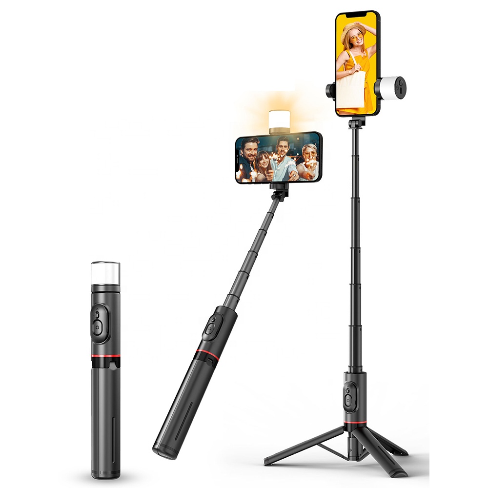 Q12 Phone Holder Tripod with LED Ring Light | 360° Rotating Selfie Stick &amp; Wireless Remote for TikTok, Vlogging &amp; Live Streaming