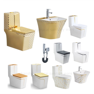 Baño dorado redondo y cuadrado de una pieza, artículos sanitarios, inodoro, inodoro, lavabo de color, gran oferta, <span class=keywords><strong>inodoros</strong></span> - Product Image 1