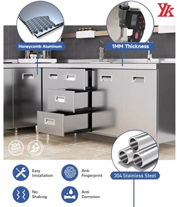Juego de gabinetes de cocina de metal móvil <span class=keywords><strong>exterior</strong></span> Diseños modernos para exteriores Bbq 304 Gabinetes de fregadero de cocina de acero inoxidable - Product Image 5