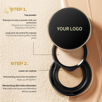 Marque privée Coussin poudre compact imperméable 2 en 1 Coussin crème Bb Crème solaire Fond de teint liquide SPF Maquillage halal
