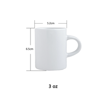 Mug en céramique de 3 oz avec revêtement par sublimation, tasse personnalisée avec logo pour café, hôtel, restaurant, vente en gros, publicité, tasse à eau