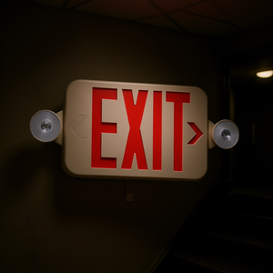 Luz de Emergencia LED con Letras Rojas, 2 Cabezales, Batería de Respaldo, Señal de Seguridad Contra Incendios Comercial, 3 Horas de Duración, Cuerpo de Plástico - Product Image 2