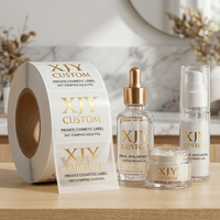 Étiquettes personnalisées transparentes pour flacons cosmétiques XJY, rouleau d'autocollants adhésifs à estampage à chaud en feuille d'or pour emballage de marque privée