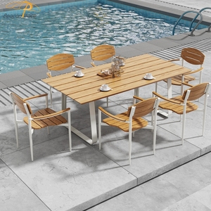 Bộ bàn ăn bằng gỗ nhôm hiện đại 6 chỗ ngồi phong cách sang trọng Bộ bàn ăn ngoài trời 4-6 người - Product Image 1