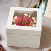 Boîtes à pâtisserie carrées exclusives transfrontalières, étanches, avec fenêtre, pour gâteaux, ensembles couvercle et plateau, finition bronzée