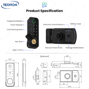 Tediton IP66 không thấm nước ngoài trời cổng tự động thông minh rim Ổ Khóa cửa kỹ thuật số bàn phím khóa điện tử với tuya ttlock ứng dụng - Product Image 6