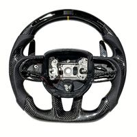 Volant sport en forme de D en fibre de carbone forgée rouge avec LED pour Dodge Challenger Charger RT Durango SRT
