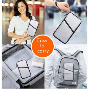 CUSTOM Fashionable Fireproof Leather Passport <b>Bag</b> with Zipper Closure Plastic File Organization for Male Female Travellers - Product Image 5