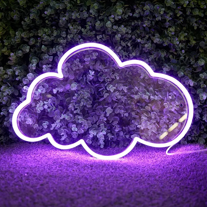 Fantasia roxo néon personalizado nuvem casa atmosfera luzes de néon para decoração do quarto presente da menina