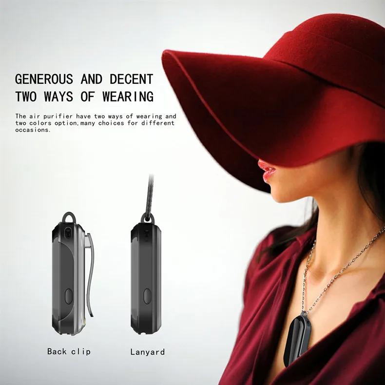 F9 wireless 120 millions negative ion anion ions ionizer necklace sterilization USB clip wearable hanging neck type air purifier