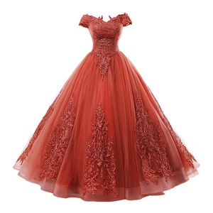Off Shoulder Orange Evening Gown With Embroidery For Women Stage Performance Dress Long Puffy Skirt Formal Wear - Product Image 5