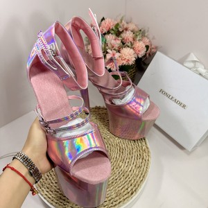 Shiny Roman Peep Toe Shoes Sandals Platform 20CM Super High Heels <b>Pole</b> <b>Dance</b> for Women - Product Image 5