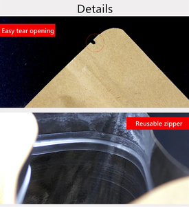 ถุงยืนทำจากคราฟท์แบบไม่มีหน้าต่างสำหรับอาหารกาแฟ<span class=keywords><strong>แป้ง</strong></span>ถั่วพร้อมซิปด้านในอลูมิเนียม - Product Image 3