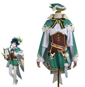 Ecowalson Anime juego Genshin Impact Cosplay Venti disfraz vestido de fiesta con peluca mujeres adultas Halloween carnaval porque ropa - Product Image 2