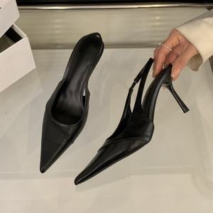 2026 New Women's Sandals Thin <b>Heel</b> Pointed <b>Toe</b> <b>Closed</b> <b>Toe</b> White Minimalist Korean Style Fashionable Side-Cutout High-<b>Heel</b> Shoes - Product Image 4