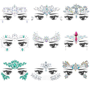 Autocollants de tatouage sirène en strass, imperméables, en cristal, pour peinture faciale, décalcomanies corporelles temporaires pour fêtes et festivals - Product Image 1