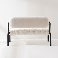 Vente en gros de causeuse maison usine moderne nordique boucle tissu blanc causeuse simple canapé de salon 2 places