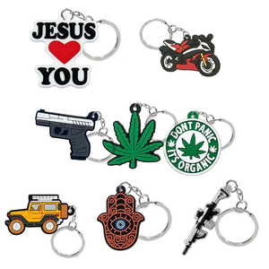 Venta al por mayor patrón personalizado PVC coche hoja llavero diablo ojo llavero motocicleta al por mayor llavero Accesorios - Product Image 1