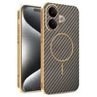 Coque arrière magnétique électroplaquée Lichicase pour vivo Y21D Y31 V60 V60 Lite, texture fibre de carbone
