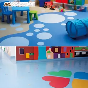 Rollo de suelo de vinilo de PVC con respaldo de espuma impreso en 3d personalizado antideslizante de 2mm-10mm para escuela, supermercado, gimnasio