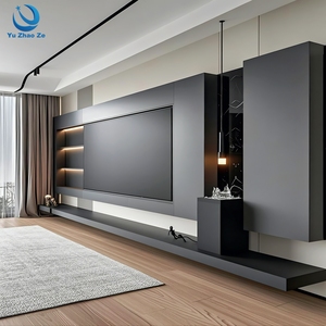 Project Sourcing Modern Luxury <strong>TV</strong> <strong>Cabinet</strong> <strong>Wood</strong> Finish Modular <strong>TV</strong> Stand Storage Unit for Premium Residential Interior Projects - Product Image 3