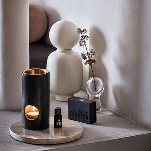 حجر ش حديث أسود أسطوانة قابلة للتركيب رخام وحامل رخام بخور مبخرة - Product Image 5